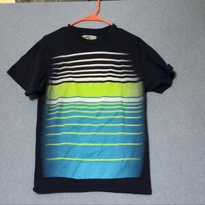 Ink inc black green blue striped tee shirt.  Size small
